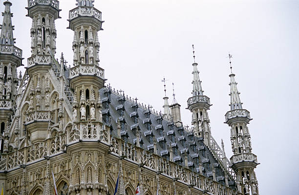 Detail of the ornate roof of the city hall building in Leuven, Belgium. For more images like this one, view my Beautiful Belgium Lightbox.