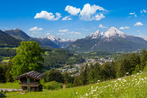 istock Alpine scenery with mountain chalet in summer 1398604541