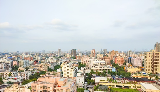 Kolkata skyline aerial view from a iconic place park-street
