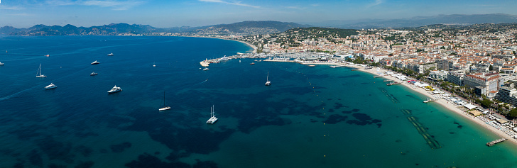 Aerial view at Cannes on a sunny afternoon shot on a Mavic 3 drone