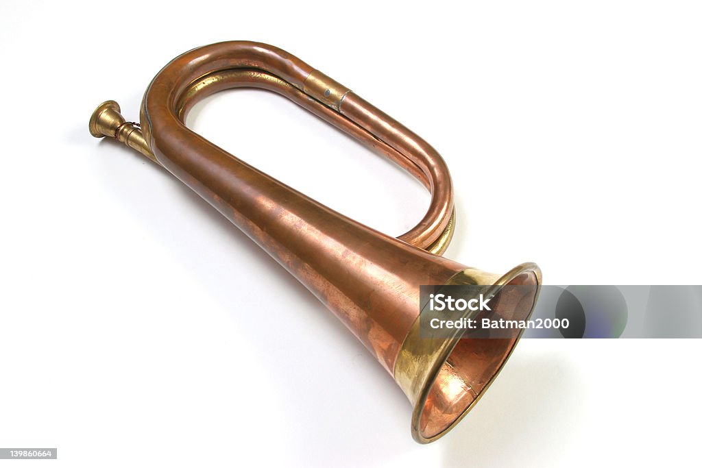 Bugler isolated A bugle isolated in a white background. Blowing Stock Photo