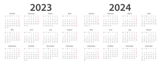 calendar 2023, calendar 2024 week start monday corporate design planner template. - 星期一 插圖 幅插畫檔、美工圖案、卡通及圖標