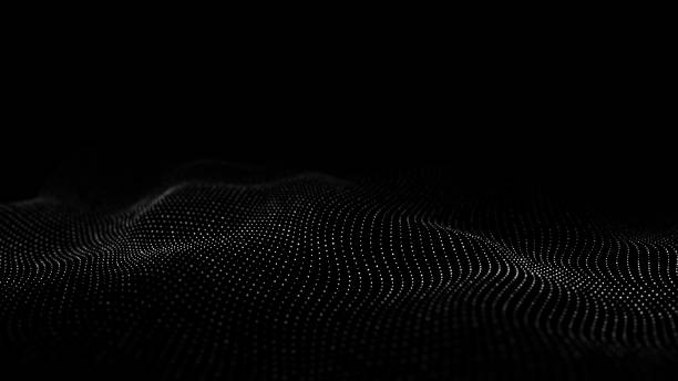 istock Futuristic digital wave. Dark cyberspace. Abstract wave with dots. White moving particles on background. 3d rendering. 1398608431
