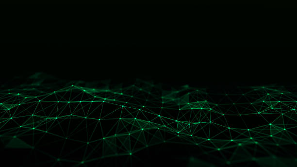 istock Futuristic digital wave. Dark cyberspace. Abstract wave with dots and line. White moving particles on background. 3d rendering. 1398608434