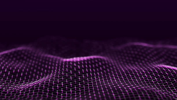 istock Futuristic hexagon wave. Dark cyberspace. Abstract wave with dots and line. White moving particles on background. 3d rendering. 1398608548
