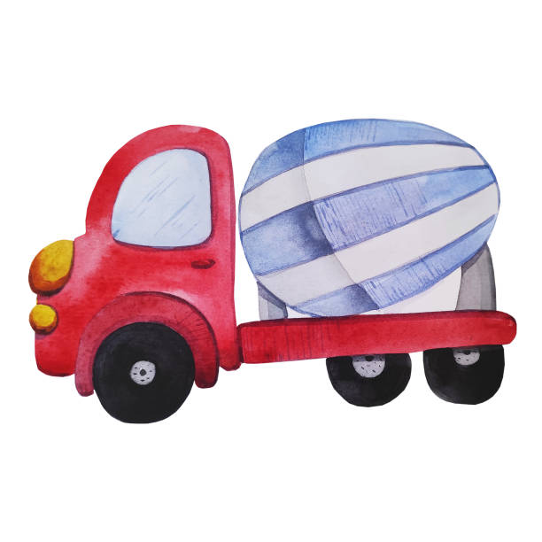 istock Concrete mixer, transport, watercolor illustration 1398608585