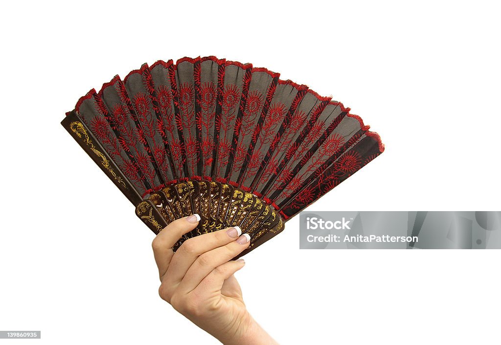 Mano con ventilatore - Foto stock royalty-free di Donne