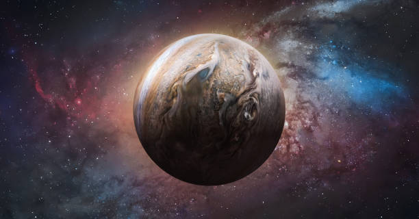 istock Jupiter planet sphere. Exploration and expedition on Jupiter planet in space. Solar system. Elements of this image furnished by NASA 1398609565
