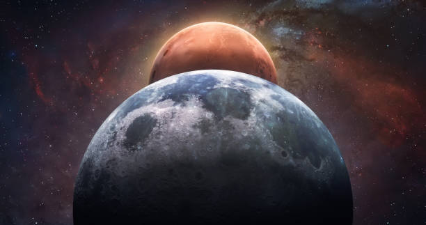 istock Moon and Mars. Planet and satellite. Artemis space program. Space wallpaper. Elements of this image furnished by NASA 1398609568