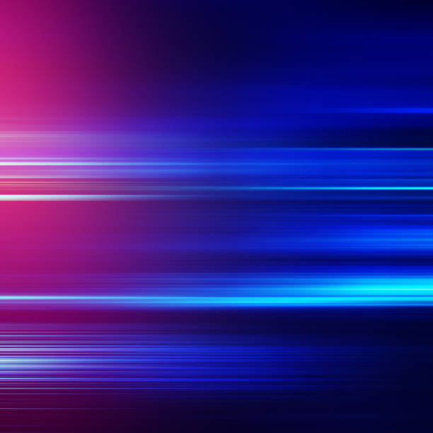istock Abstract neon blue pink motion rays of light, futuristic background with glowing light effect. 1398613425