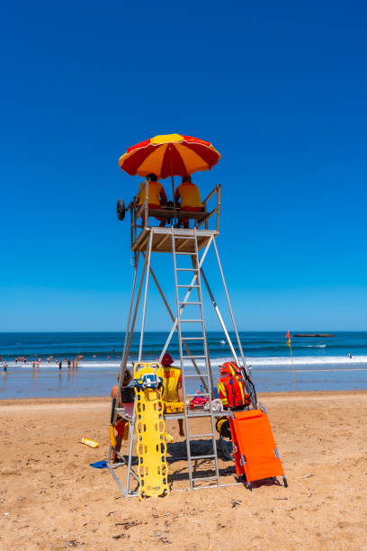 Biarritz beach lifeguard post tower, Lapurdi. France
