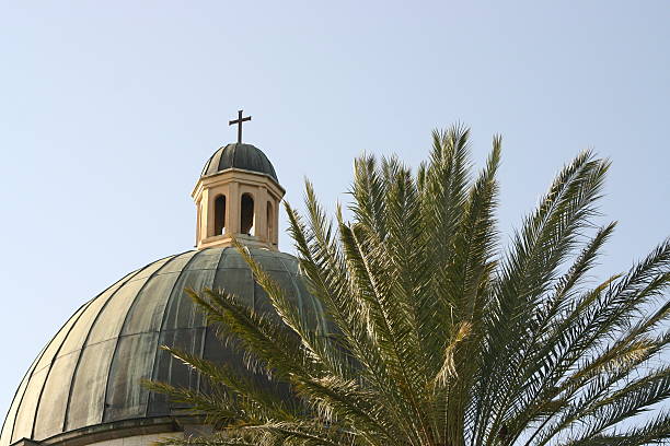 church by Sea of Galilee stock photo