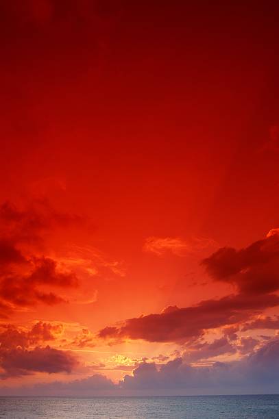 red sky over the sea