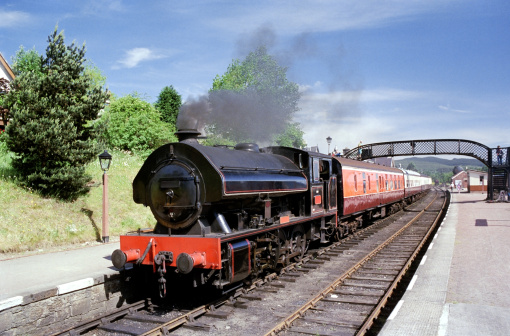 A steam train on the Strathspey Steam Railway, Scotland