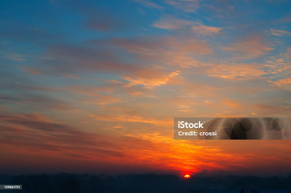 Dark sunset in the city. Dark sunset in the city. Russia Arctic Stock Photo