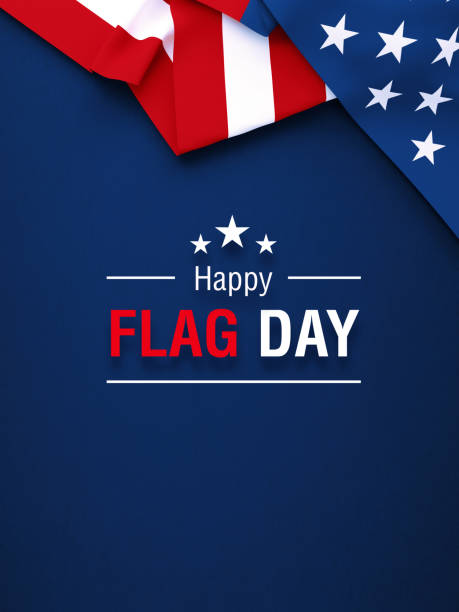 istock Flag Day Concept - Flag Day Message Below Rippled American Flag On Navy Blue Background 1398619679