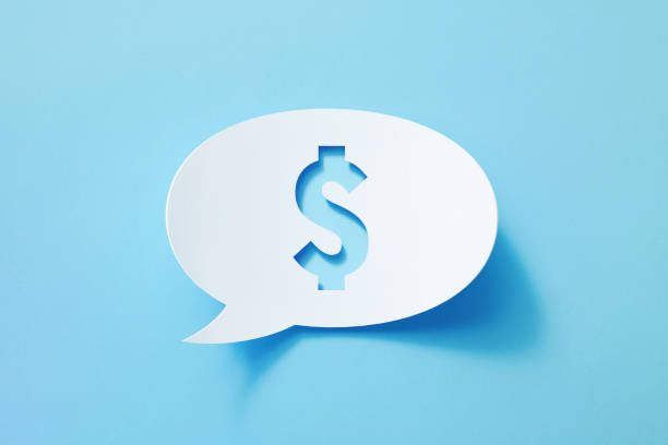 istock Circular White Chat Bubble With Cut Out American Dollar Sign Sitting On Blue Background 1398620414