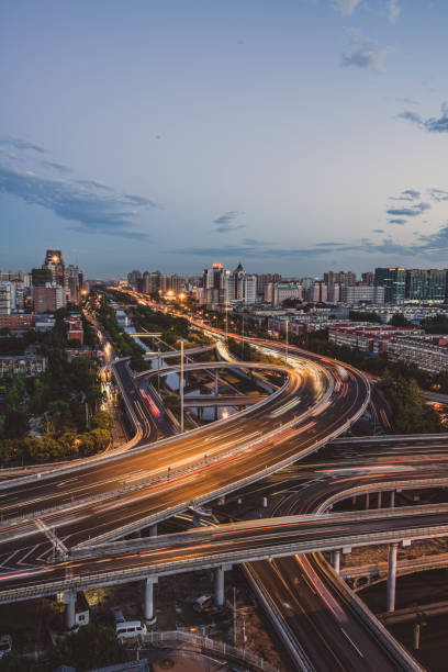 istock Urban highway traffic at night 1398621745