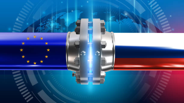 the energy relationship between russia and the european union. europe has become so dependent on russia for gas - gas pipe material pipe pipeline imagens e fotografias de stock