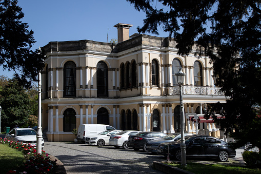 View of the historic Malta Mansion building.Built in 1871.It was built with stones brought from the island of Malta.Istanbul,Turkey.27 April 2022