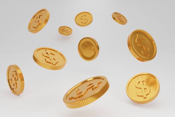 istock Explosion of gold coins on transpaternt Isolate white background, 3D rendering illustration 1398630070
