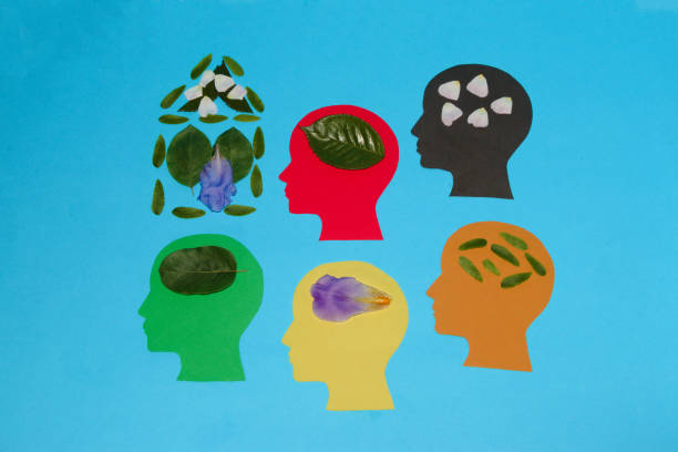 istock 5 colorful paper heads, different leaves and petals in each head, creative concept teamwork everyone gave their contribution to building a house, everyone gave what they know and have 1398630073