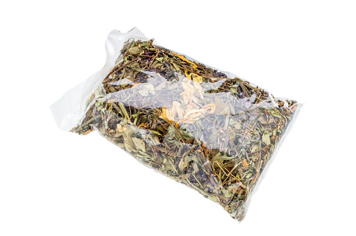 herbal tea in a transparent package