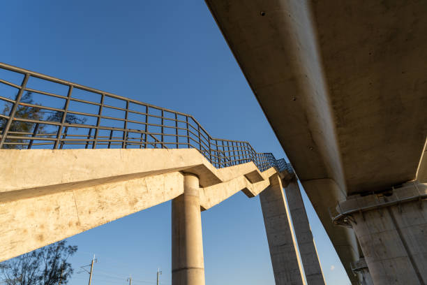 istock Viaduct at dusk and ladder leading to the bridge 1398632459