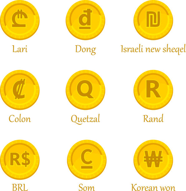 currency symbol-5 Set of currency coins icon dong stock illustrations