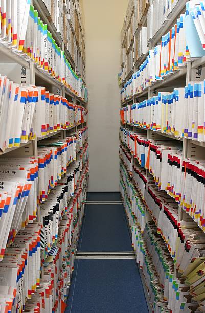 Medical records in filing room stock photo