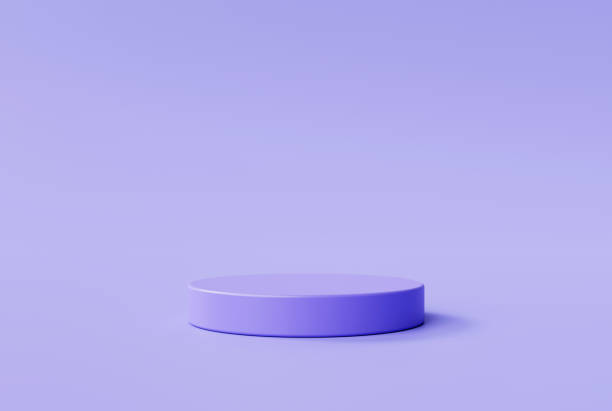 purple cylinder minimal podium pedestal product display platform for product placement background 3d illustration - podium pedestal construction platform award imagens e fotografias de stock