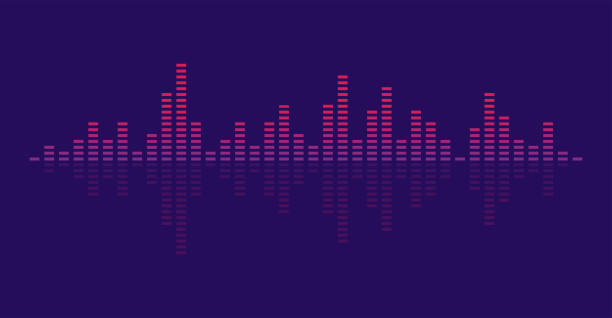 wellen des equalizers auf violettem hintergrund - soundtrack stock-grafiken, -clipart, -cartoons und -symbole