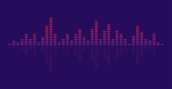 Waves of the equalizer on purple background