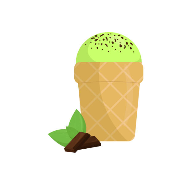 illustrazioni stock, clip art, cartoni animati e icone di tendenza di gelato alla menta con cioccolato - ice cream dark backgrounds close up