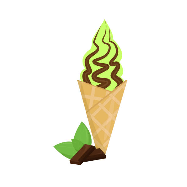 illustrazioni stock, clip art, cartoni animati e icone di tendenza di gelato alla menta con cioccolato - ice cream dark backgrounds close up