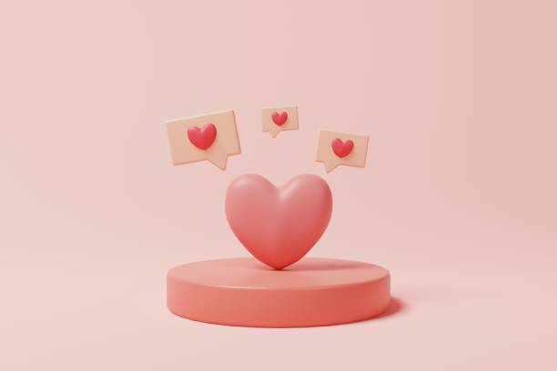 istock 3D rendering red heart on the stand with love, like notification. Love message, Like icon receiving concept 1398641805