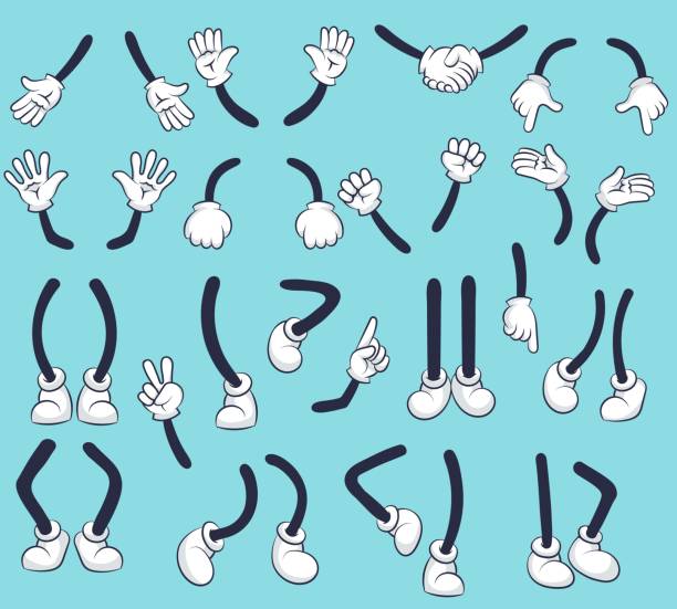 illustrazioni stock, clip art, cartoni animati e icone di tendenza di arti mascotte comici - human limb