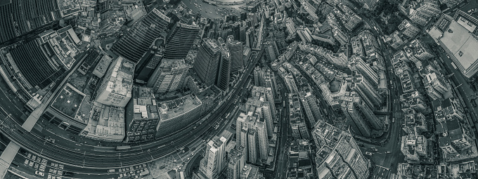 Hong Kong Aerial view in Black and White