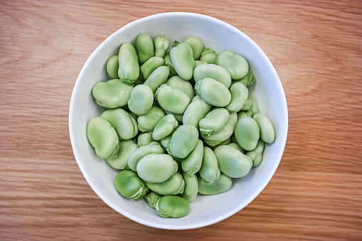 Broad beans in a bowl