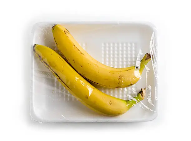 Conceptual abstract representation of banana's in meat package.