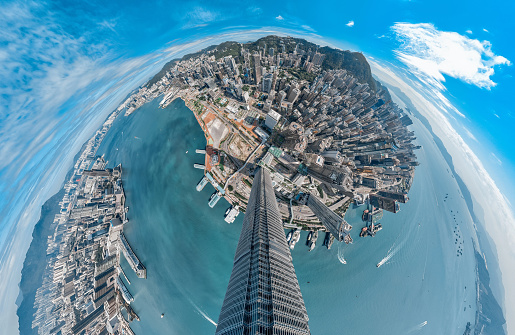 Aerial view panorama cityscape of Hong Kong