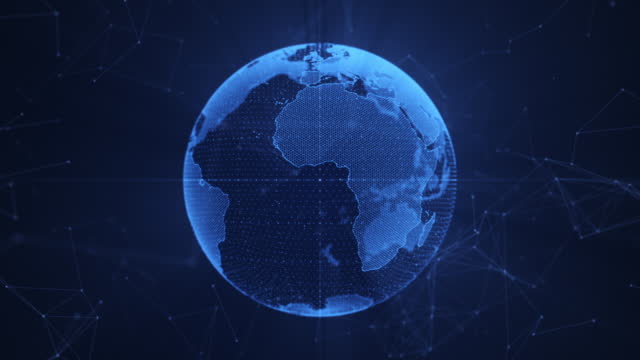 Spinning Digital Globe and Plexus Network Technology Background