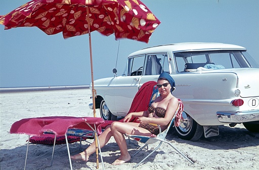 Beautiful Woman on tourist resort. 1952.