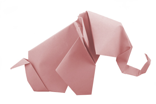 Origami pink elephant