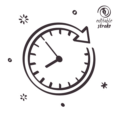 Countdown timer concept can fit various design projects. Modern and playful line illustration featuring the object drawn in outline style. It's also easy to change the stroke width and edit the color.