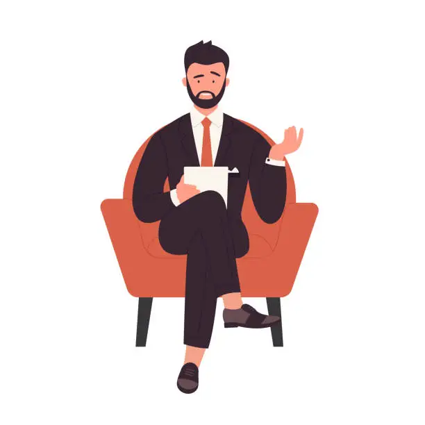 Vector illustration of Businessman sitting in armchair