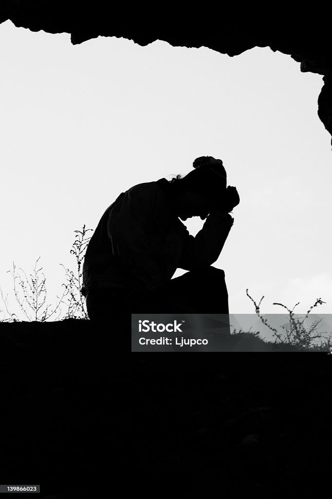 Silhueta de um homem contemplating - Royalty-free Adulto Foto de stock