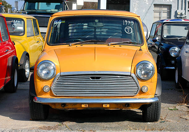 Orange Vintage Mini Cooper stock photo