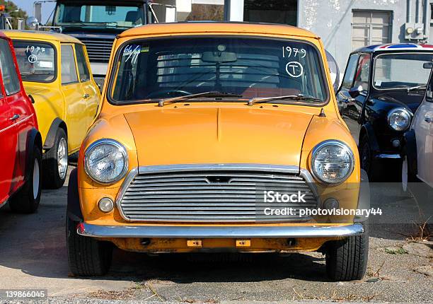 Orange Vintage Mini Cooper Stock Photo - Download Image Now - Antique, British Culture, Car
