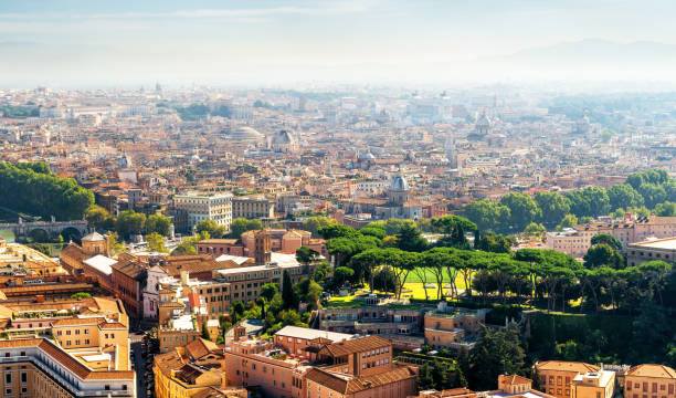 panorama rzymu, włochy, europa. miejski krajobraz rzymu latem - janiculum zdjęcia i obrazy z banku zdjęć